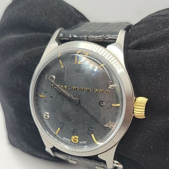 Diesel DBG0001 Men's Black Leather Analog Dial Quartz Genuine Wrist Watch AM923 - Picture 3 of 11